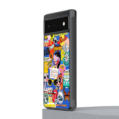 classic collage aesthetic back phone cover | glass case for Google Pixel 6A