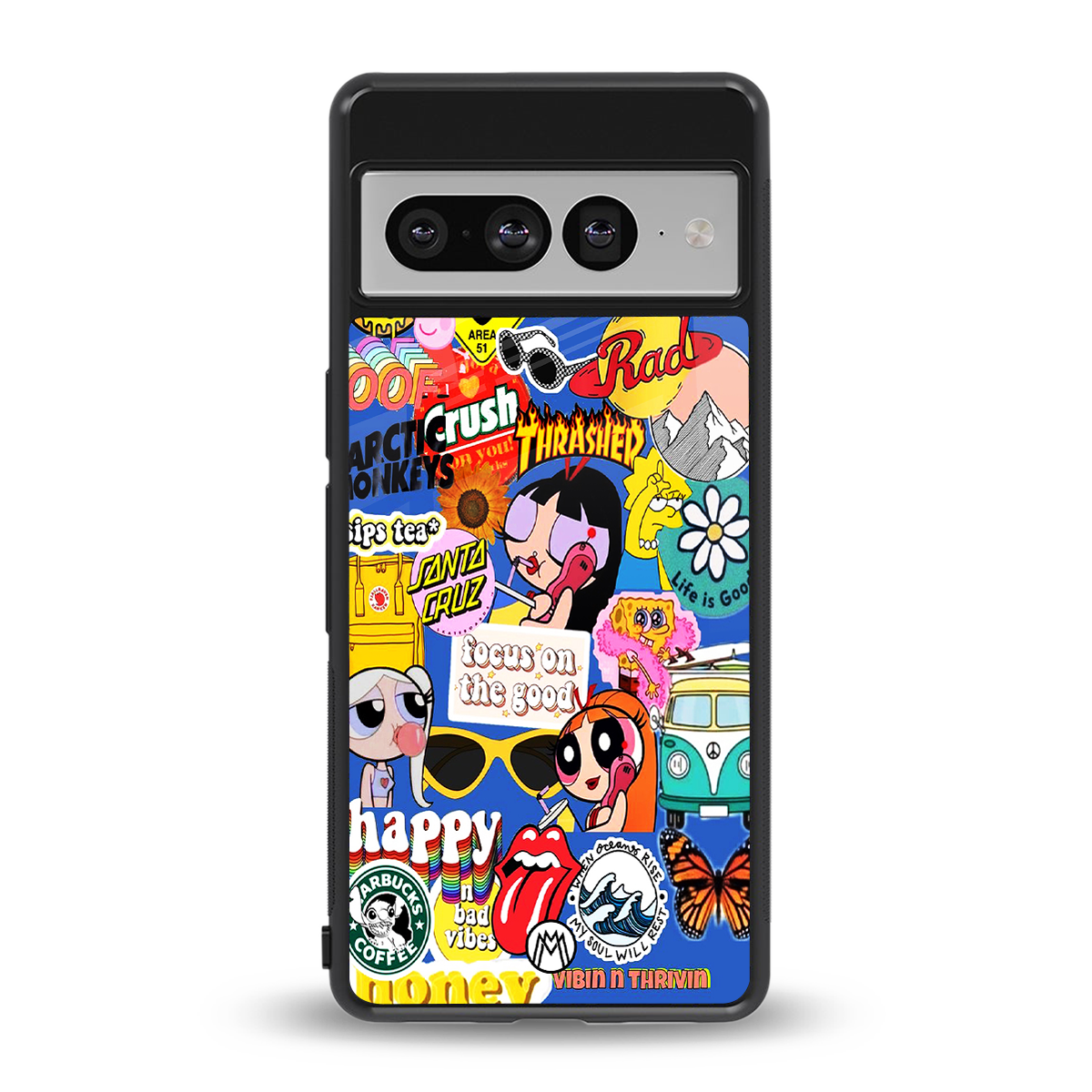classic collage aesthetic back phone cover | glass case for google pixel 7 pro