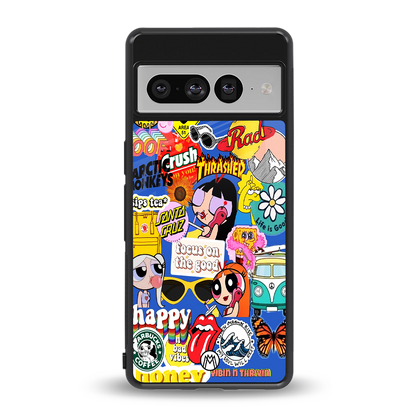 classic collage aesthetic back phone cover | glass case for google pixel 7 pro