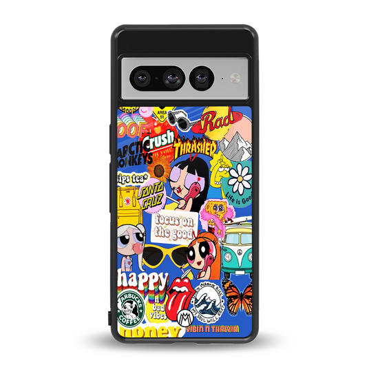 classic collage aesthetic back phone cover | glass case for google pixel 7 pro