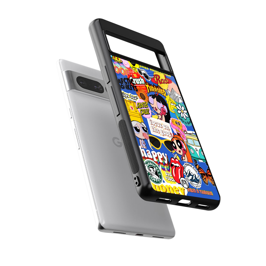 classic collage aesthetic back phone cover | glass case for google pixel 7 pro