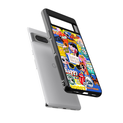 classic collage aesthetic back phone cover | glass case for google pixel 7 pro