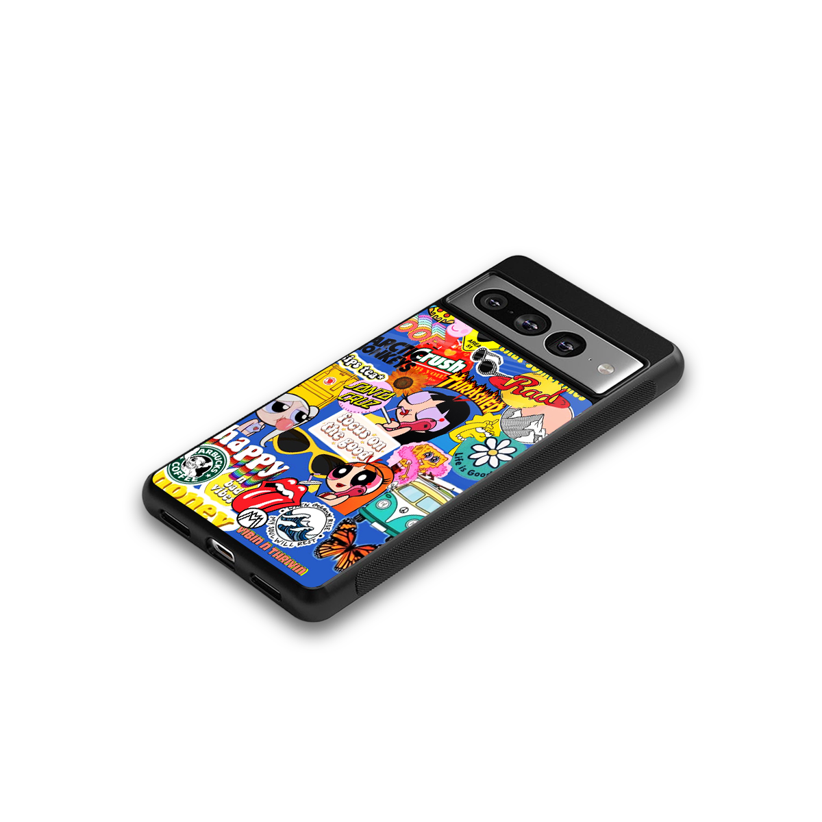 classic collage aesthetic back phone cover | glass case for google pixel 7 pro