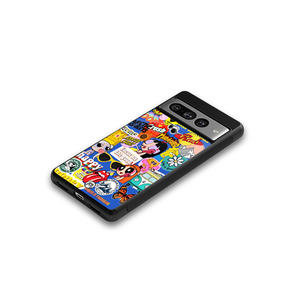 classic collage aesthetic back phone cover | glass case for google pixel 7 pro