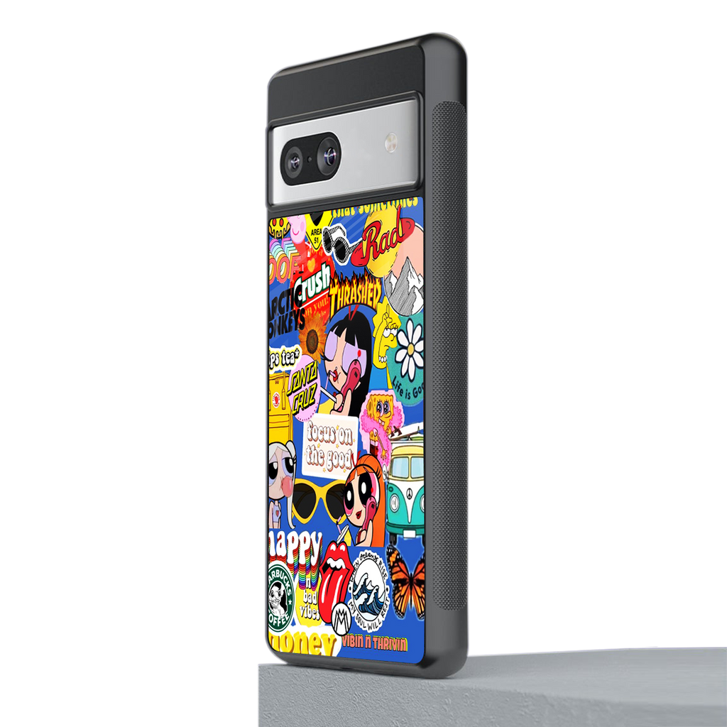 classic collage aesthetic back phone cover | glass case for Google Pixel 7