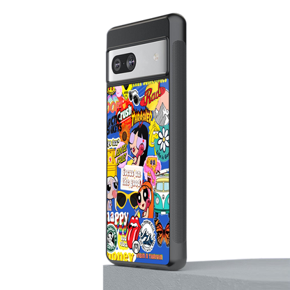 classic collage aesthetic back phone cover | glass case for Google Pixel 7