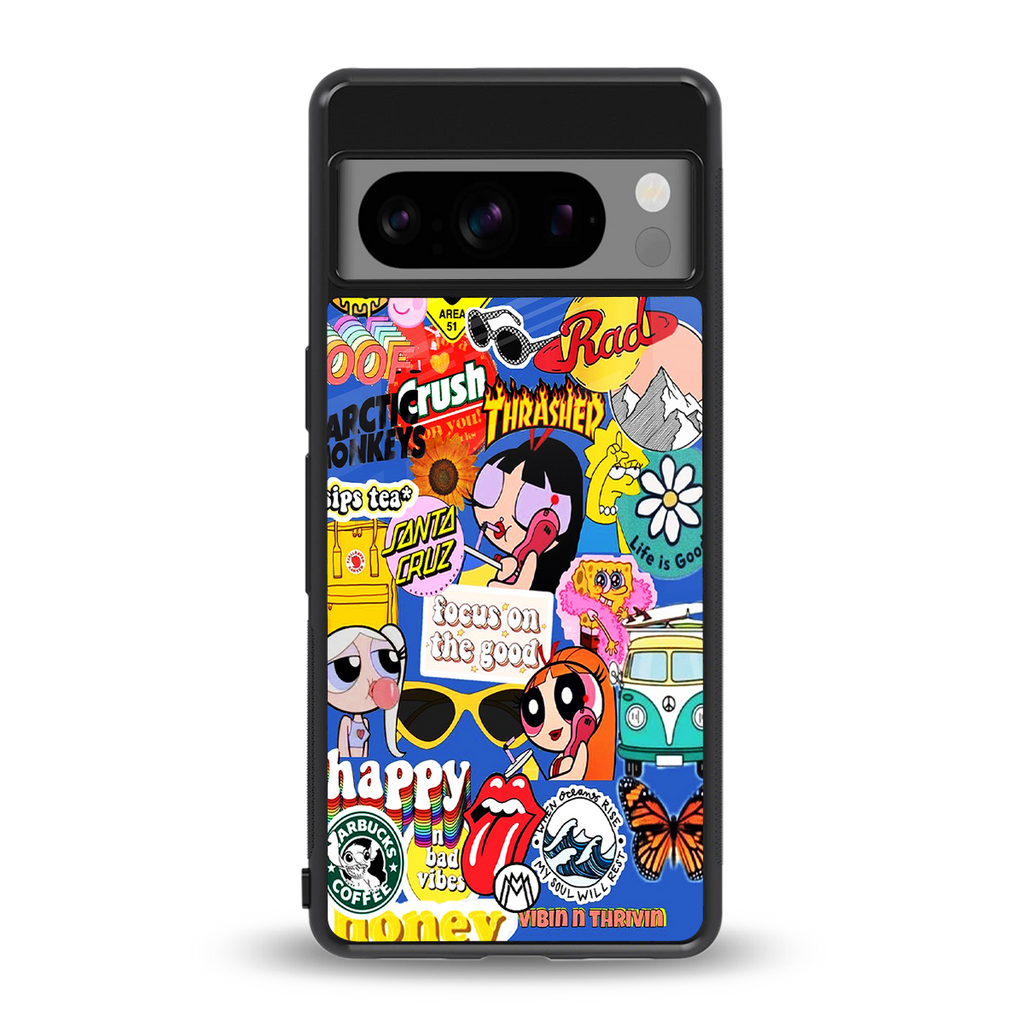 classic collage aesthetic back phone cover | glass case for google pixel 8 pro