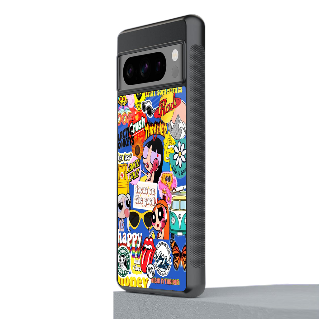 classic collage aesthetic back phone cover | glass case for google pixel 8 pro