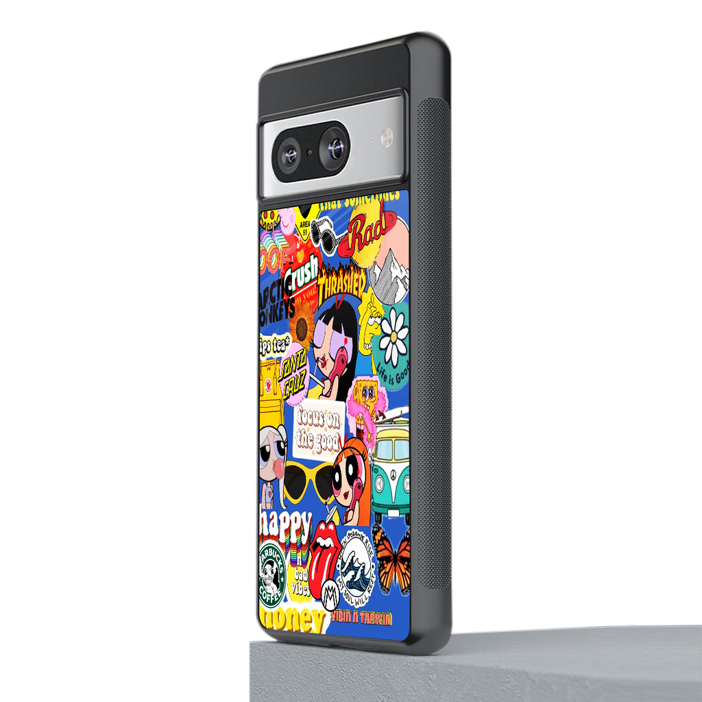 classic collage aesthetic back phone cover | glass case for Google Pixel 8