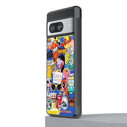 classic collage aesthetic back phone cover | glass case for Google Pixel 8