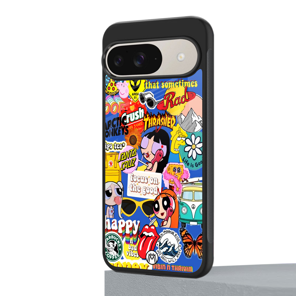 classic collage aesthetic back phone cover | glass case for google pixel 9
