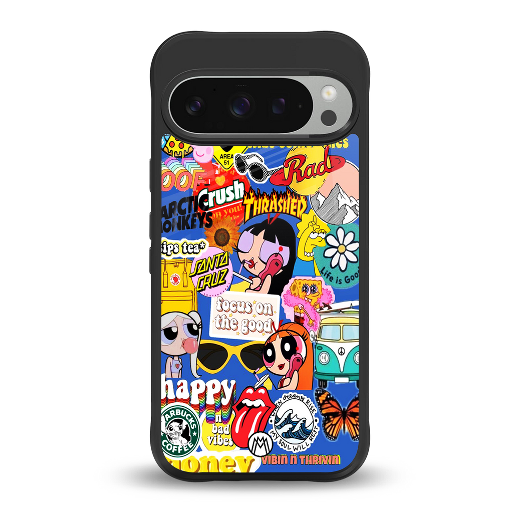 classic collage aesthetic back phone cover | glass case for google pixel 9 pro