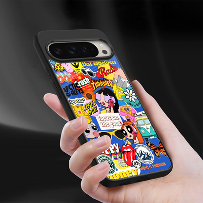 classic collage aesthetic back phone cover | glass case for google pixel 9 pro