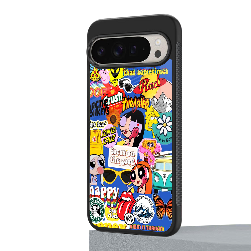 classic collage aesthetic back phone cover | glass case for google pixel 9 pro