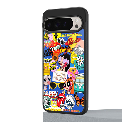 classic collage aesthetic back phone cover | glass case for google pixel 9 pro