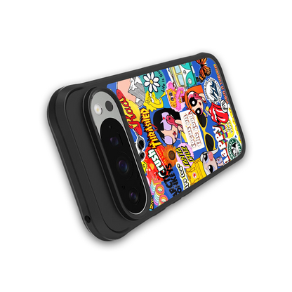 classic collage aesthetic back phone cover | glass case for google pixel 9 pro xl