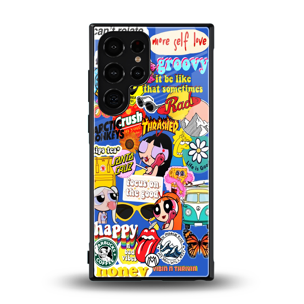 classic collage aesthetic back phone cover | glass case for samsung galaxy s24 ultra