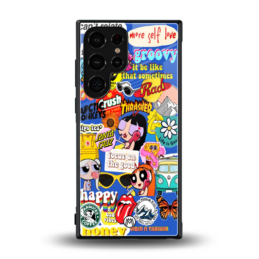 classic collage aesthetic back phone cover | glass case for samsung galaxy s24 ultra