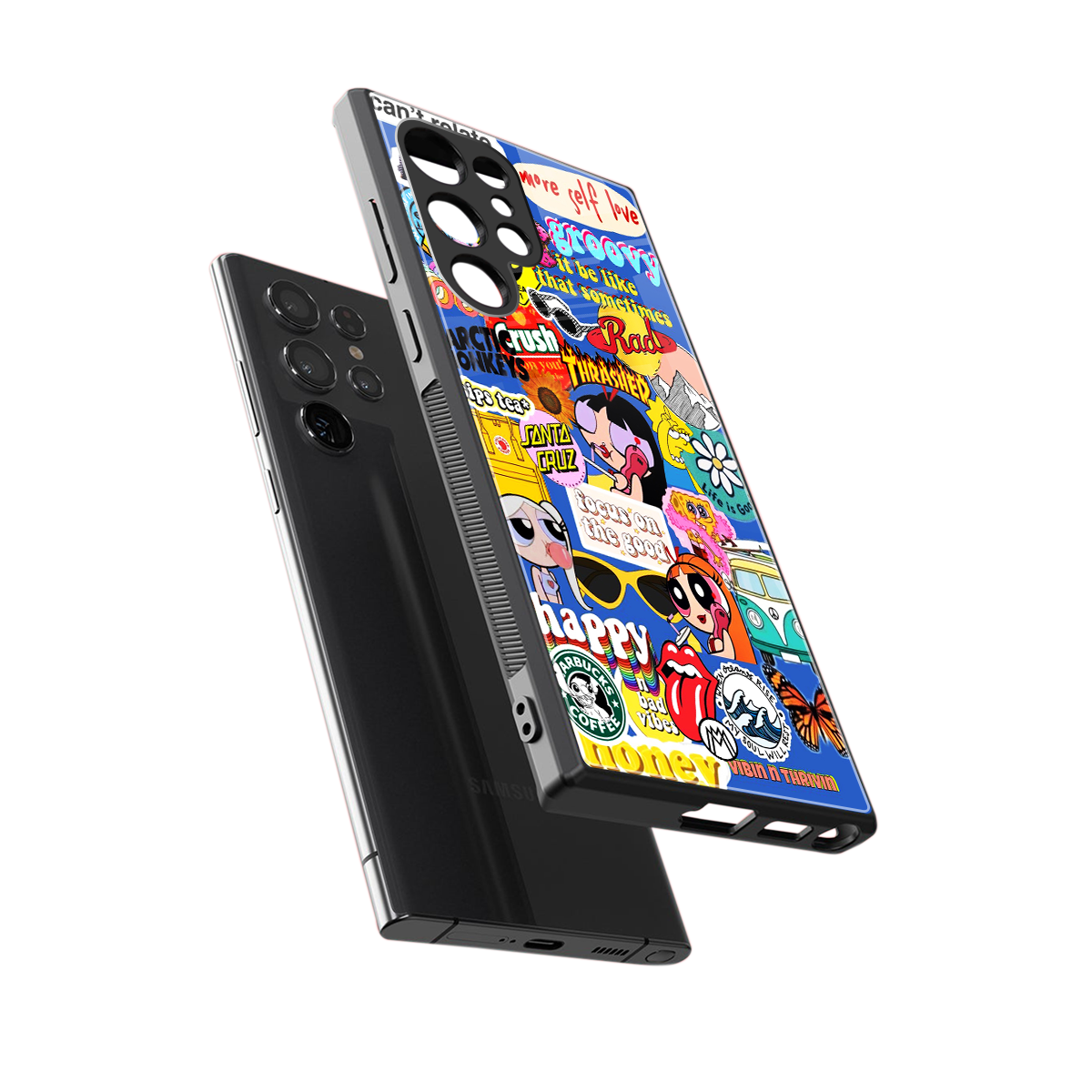 classic collage aesthetic back phone cover | glass case for samsung galaxy s23 ultra