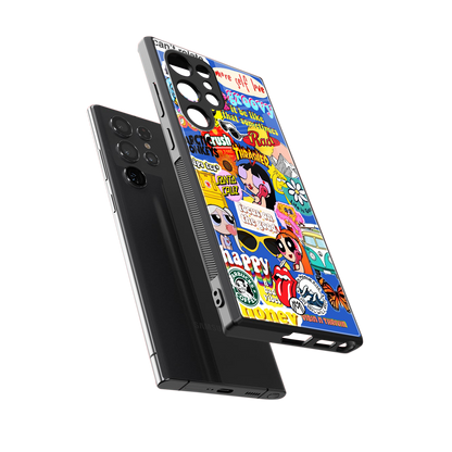 classic collage aesthetic back phone cover | glass case for samsung galaxy s23 ultra