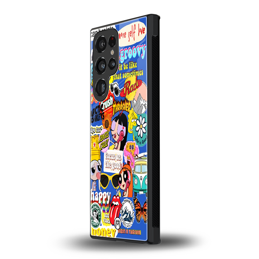 classic collage aesthetic back phone cover | glass case for samsung galaxy s24 ultra
