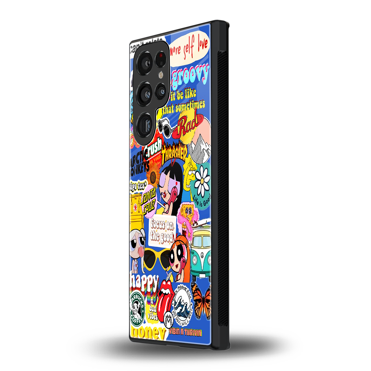 classic collage aesthetic back phone cover | glass case for samsung galaxy s24 ultra