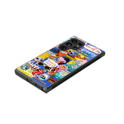 classic collage aesthetic back phone cover | glass case for samsung galaxy s24 ultra