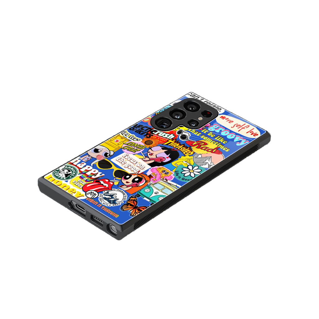 classic collage aesthetic back phone cover | glass case for samsung galaxy s23 ultra
