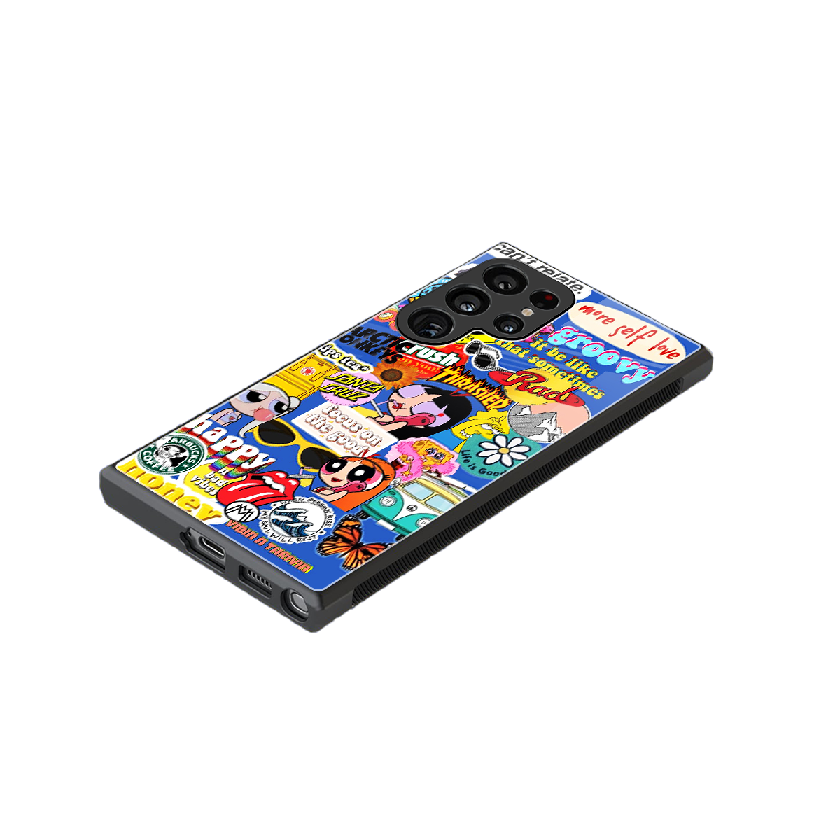 classic collage aesthetic back phone cover | glass case for samsung galaxy s23 ultra