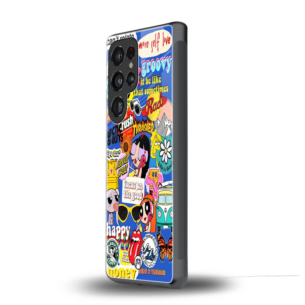 classic collage aesthetic back phone cover | glass case for samsung galaxy s25 ultra