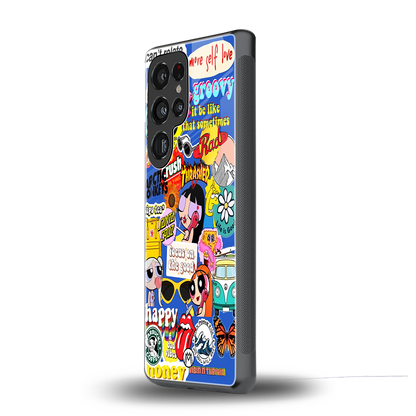 classic collage aesthetic back phone cover | glass case for samsung galaxy s25 ultra