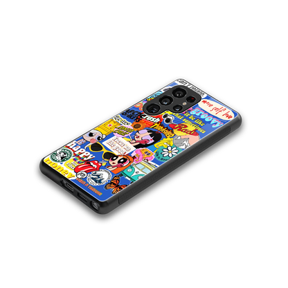 classic collage aesthetic back phone cover | glass case for samsung galaxy s25 ultra