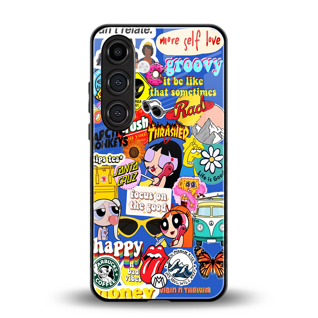 classic collage aesthetic back phone cover | glass case for samsung galaxy s25