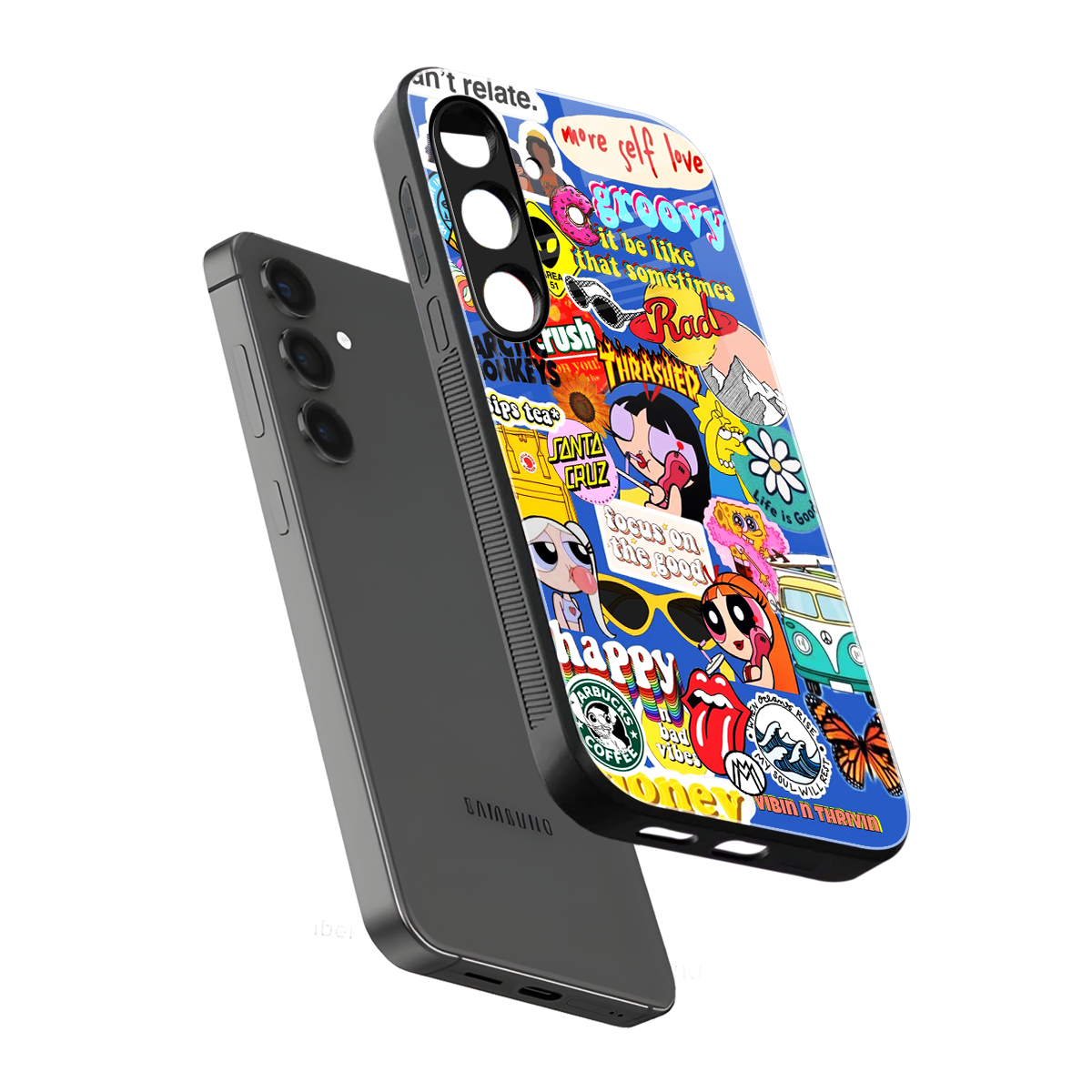 classic collage aesthetic back phone cover | glass case for samsung galaxy s24