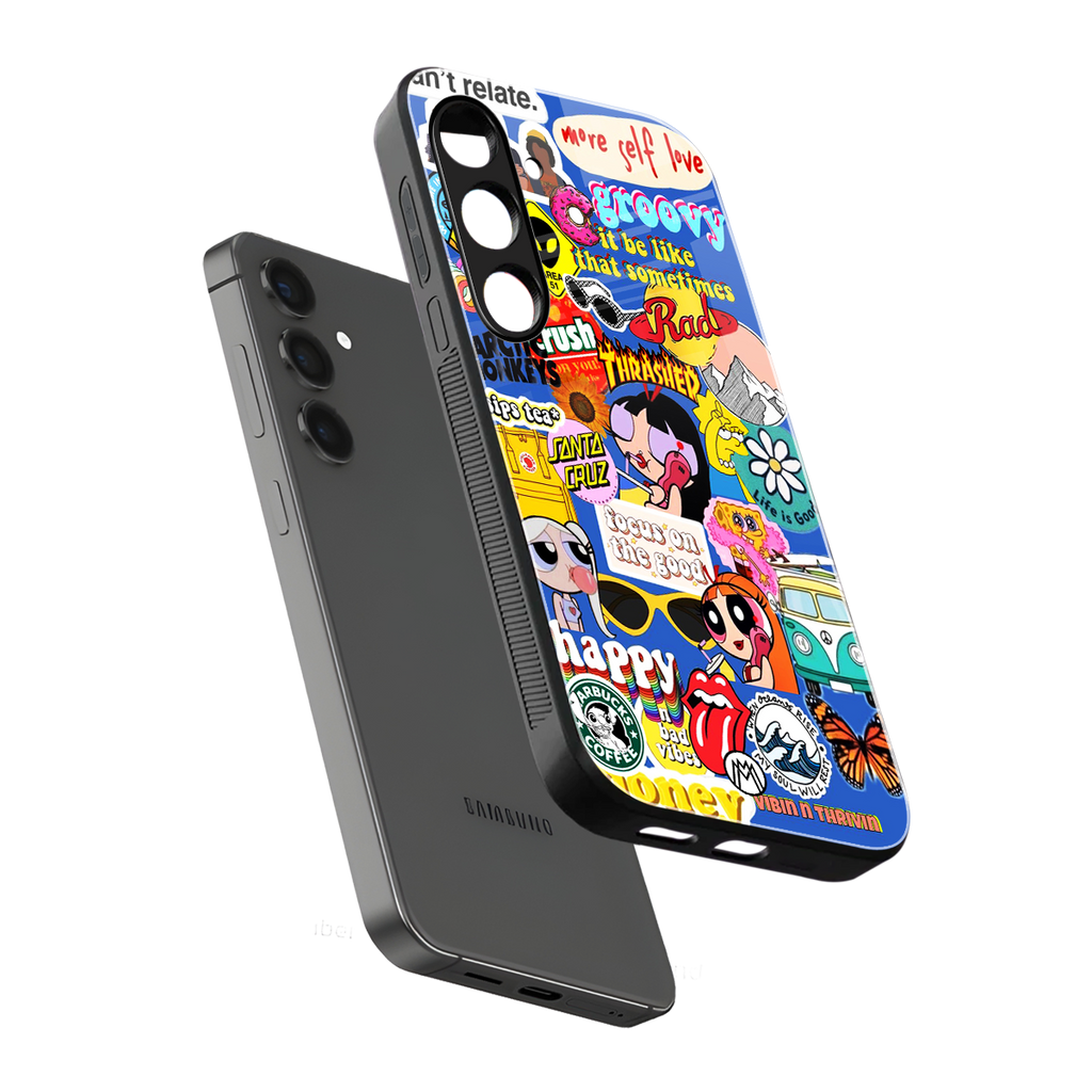 classic collage aesthetic back phone cover | glass case for samsung galaxy s24 fe