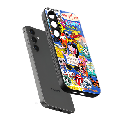 classic collage aesthetic back phone cover | glass case for samsung galaxy s24 fe