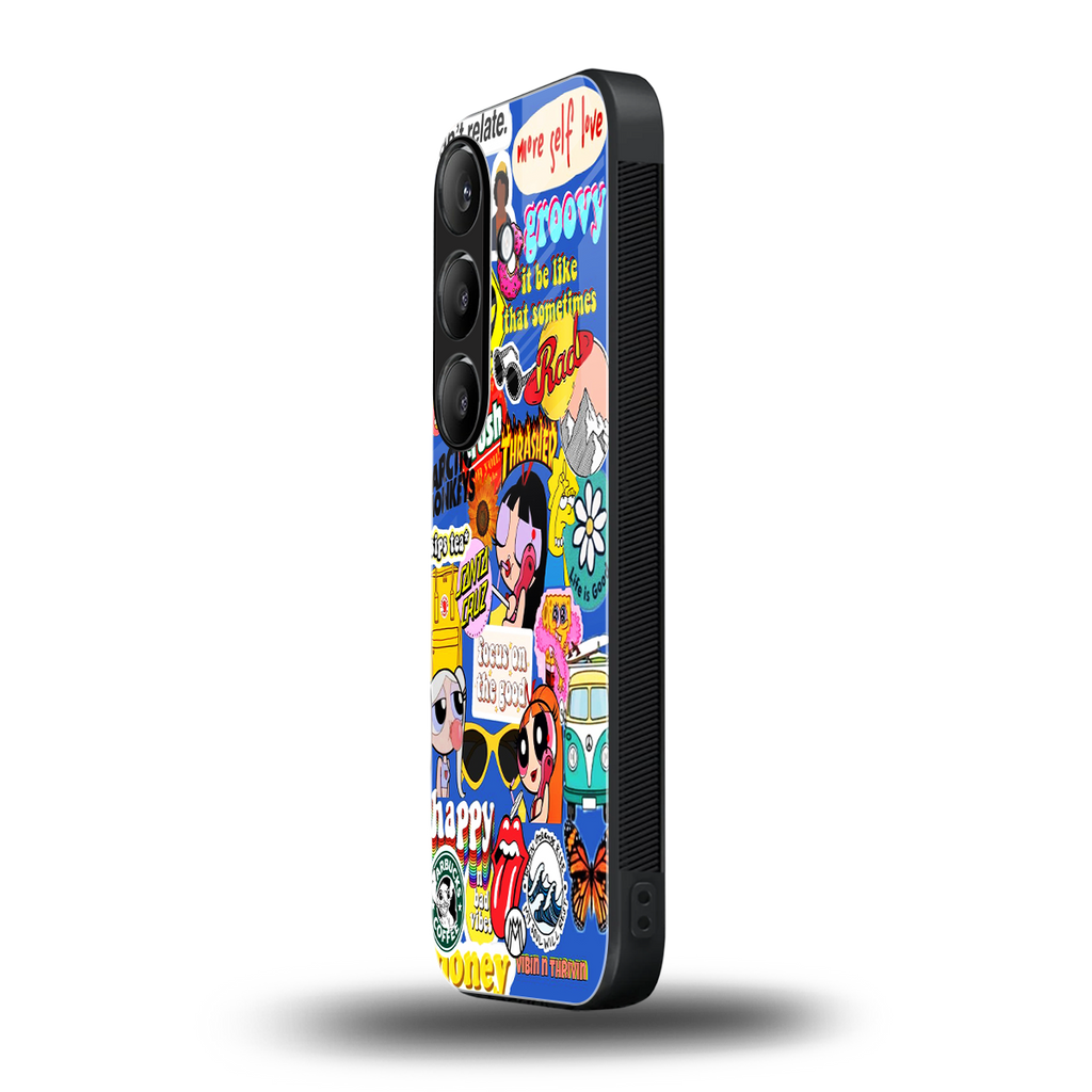 classic collage aesthetic back phone cover | glass case for samsung galaxy s24