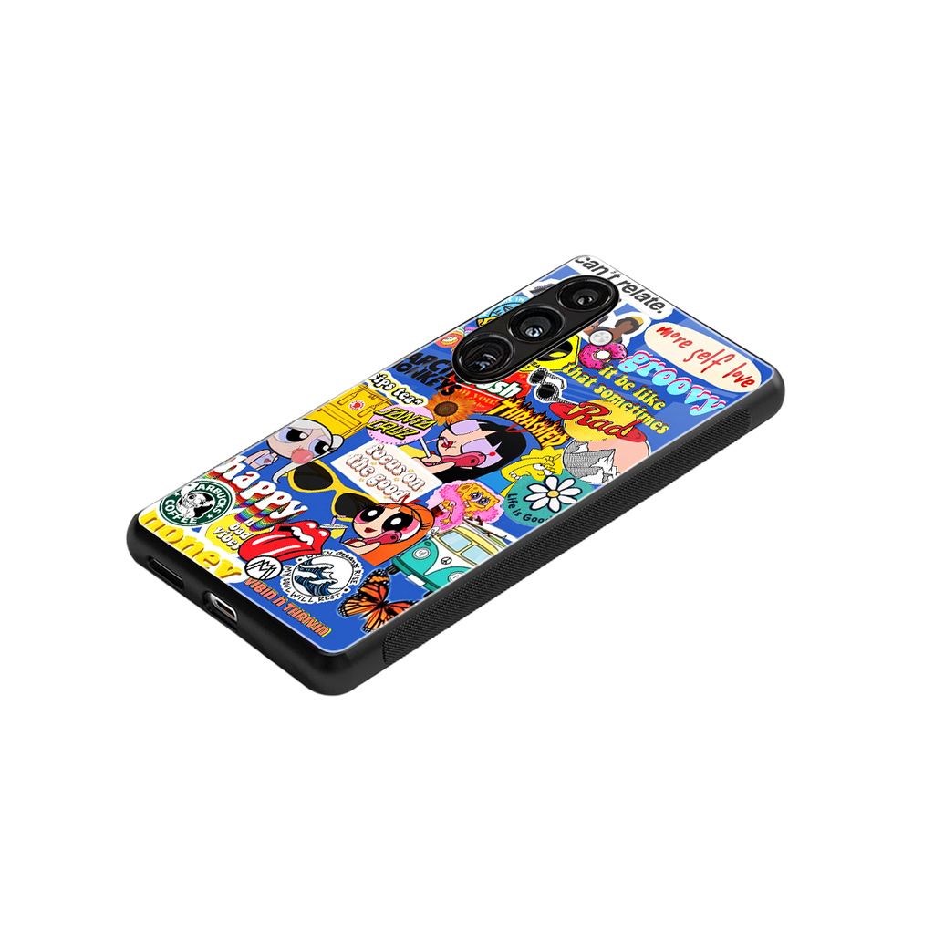 classic collage aesthetic back phone cover | glass case for samsung galaxy s24