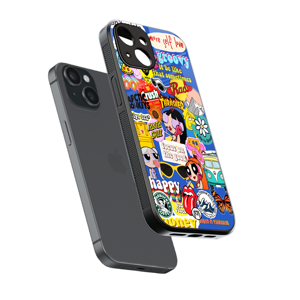 classic collage aesthetic back phone cover | glass case for iphone 15