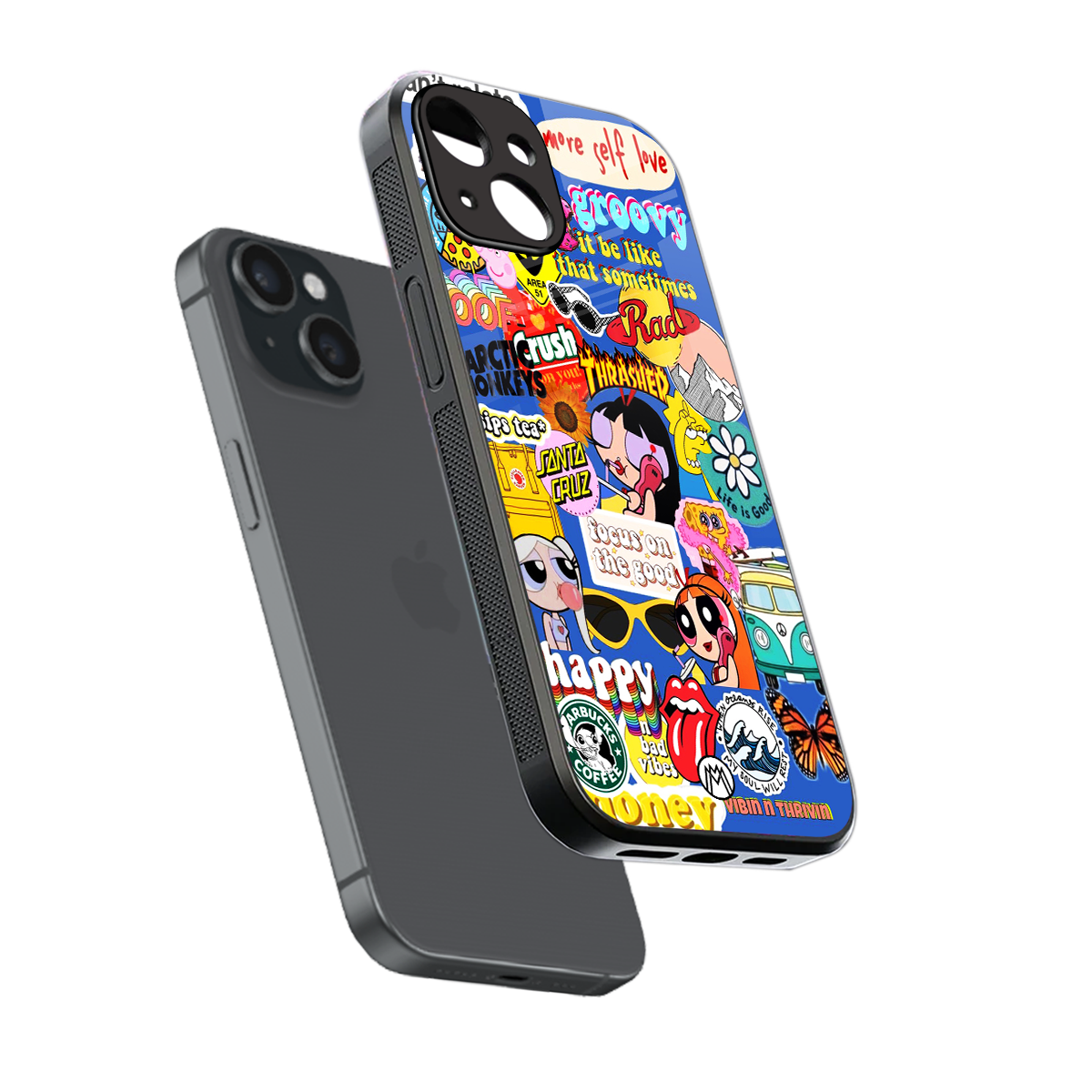 classic collage aesthetic back phone cover | glass case for iphone 15