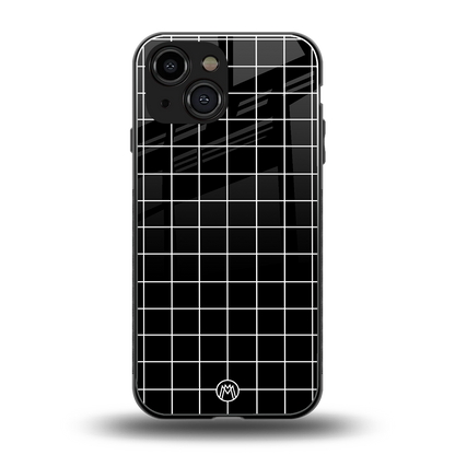 classic grid dark edition back phone cover | glass case for iphone 13 mini