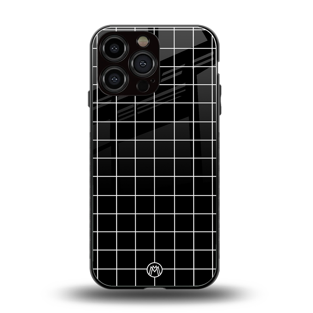 classic grid dark edition back phone cover | glass case for iphone 13 pro max