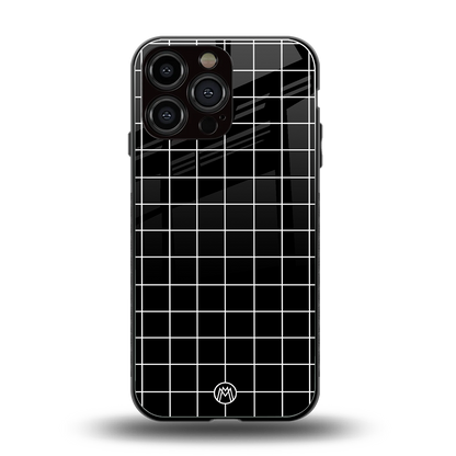 classic grid dark edition back phone cover | glass case for iphone 13 pro max