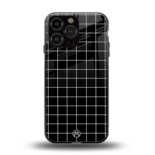 classic grid dark edition back phone cover | glass case for iphone 13 pro max