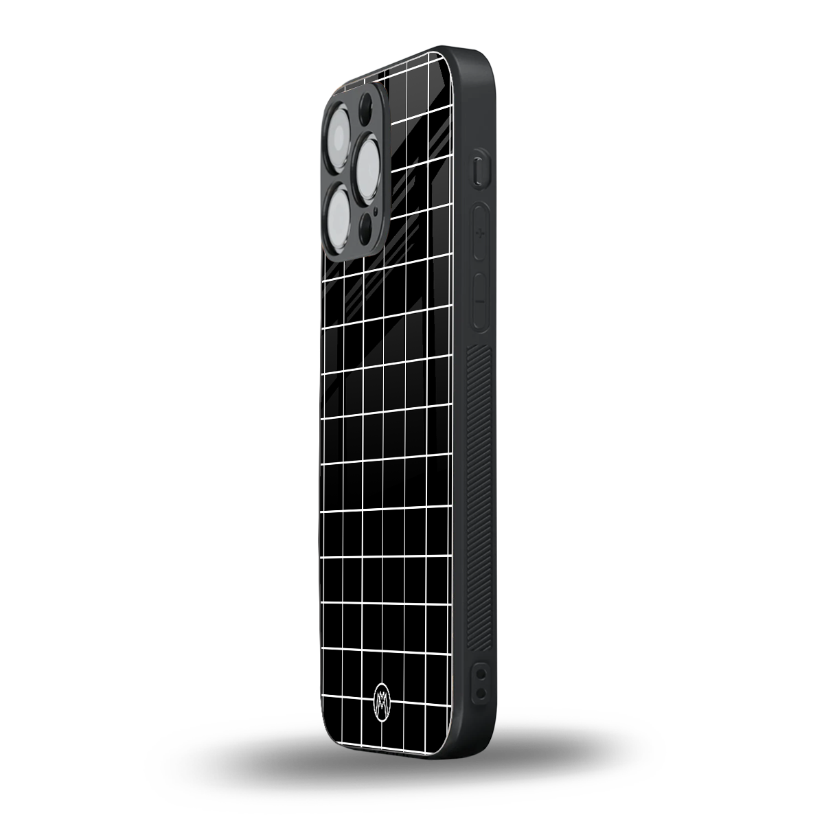 classic grid dark edition back phone cover | glass case for iphone 13 pro max