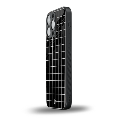 classic grid dark edition back phone cover | glass case for iphone 13 pro max