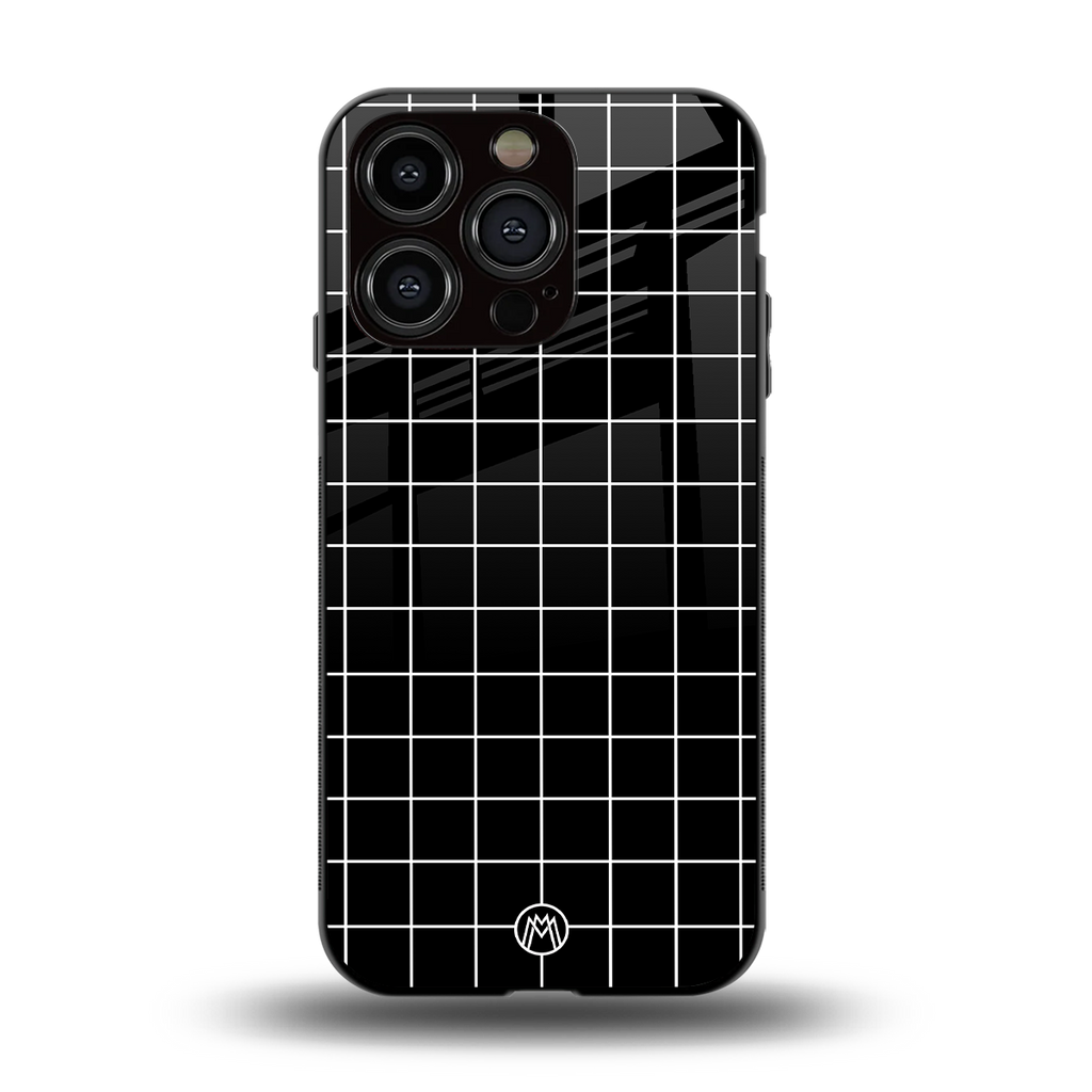 classic grid dark edition back phone cover | glass case for iphone 13 pro
