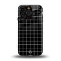 classic grid dark edition back phone cover | glass case for iphone 13 pro