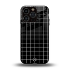 classic grid dark edition back phone cover | glass case for iphone 13 pro