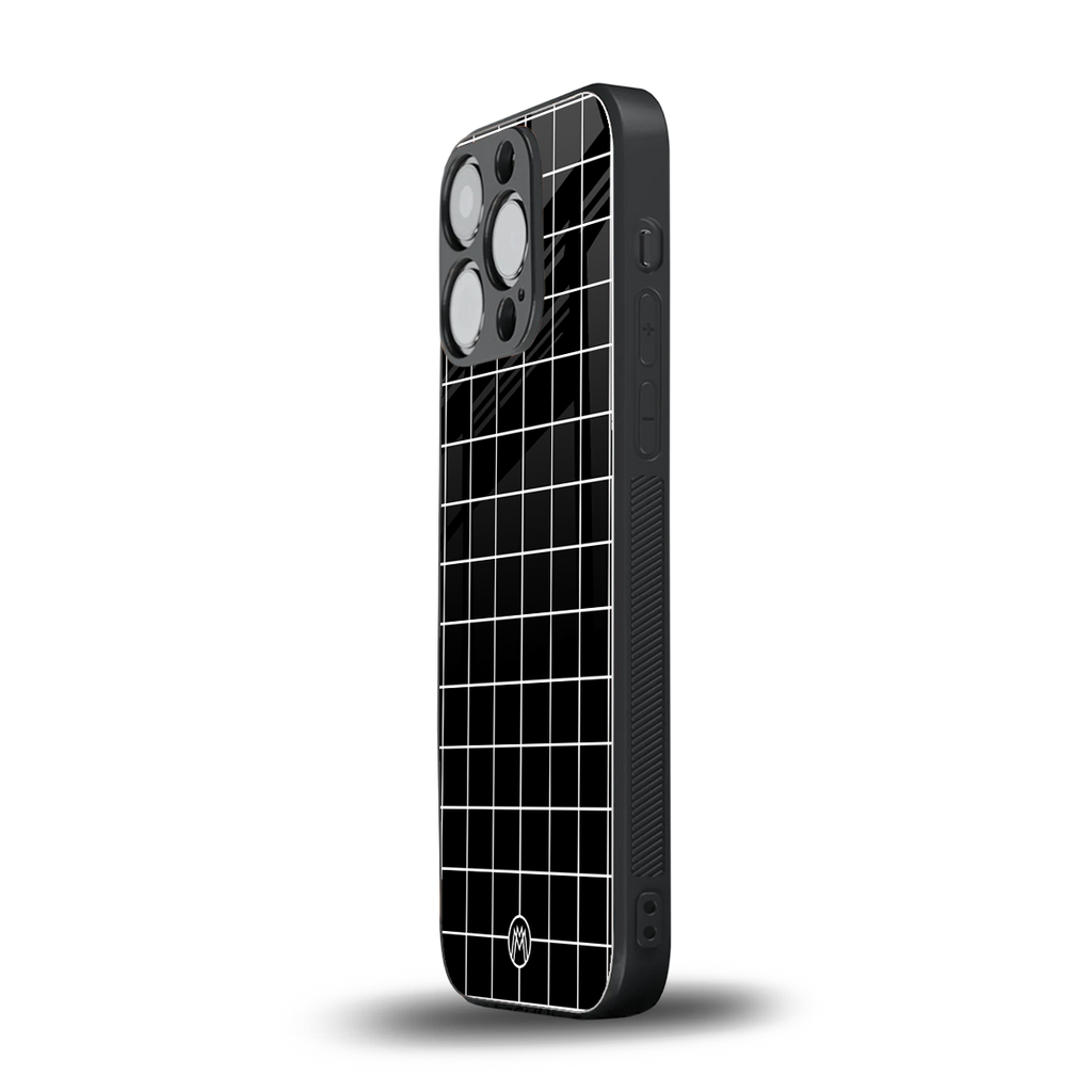 classic grid dark edition back phone cover | glass case for iphone 13 pro